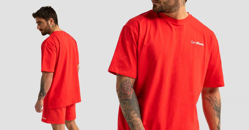 Tricou Oversized Limitless Hot Red - GymBeam