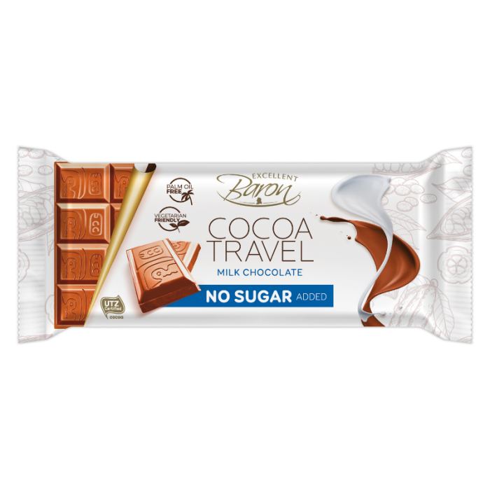 Ciocolată cu lapte fără zahăr adăugat Cocoa Travel - Baron