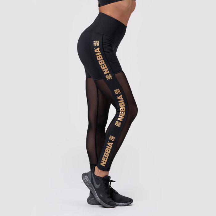 Colanți pentru femei Intense Gold Mesh Black - NEBBIA