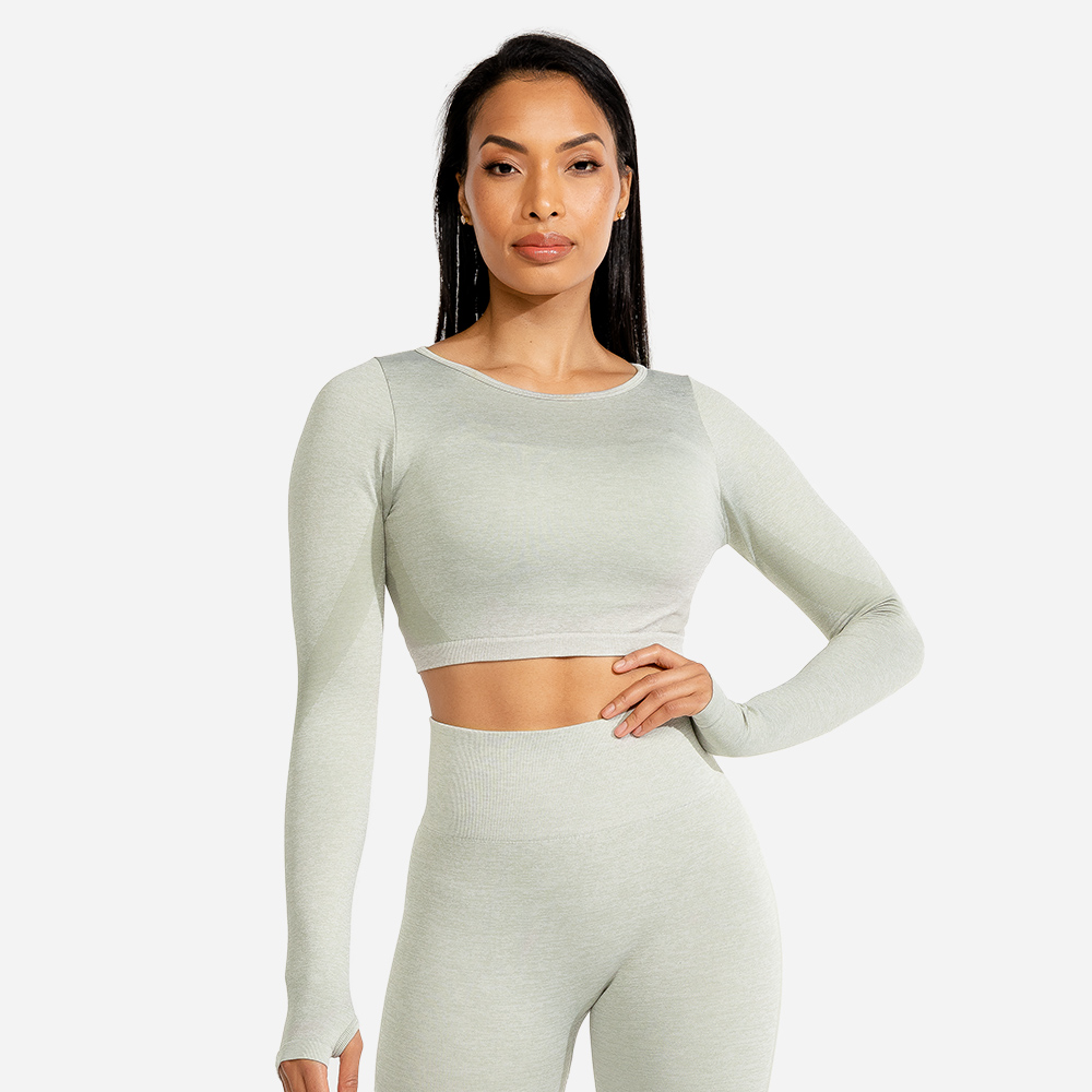 Top Sport Marl Seamless Crop Top Ice - SQUATWOLF