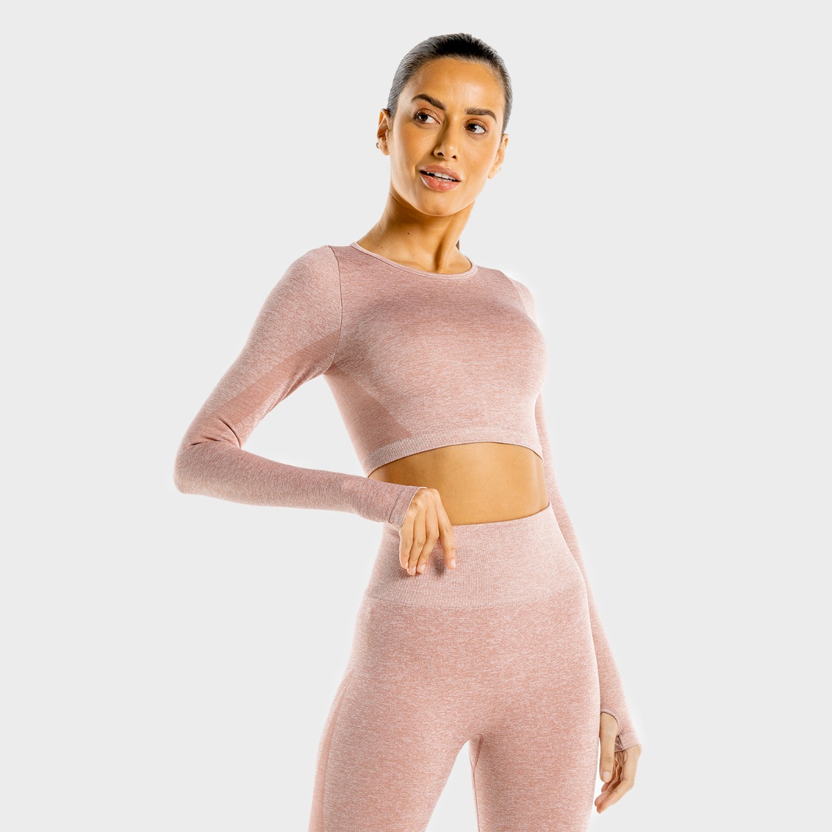 Top Sport Marl Seamless Crop Top Rose Gold - SQUATWOLF